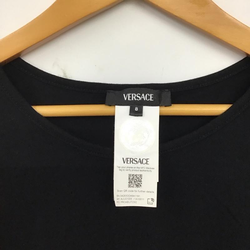 ヴェルサーチ VERSACE Tシャツ 半袖 半袖カットソー プリントTシャツ クルーネックカットソー 8 ロゴ、文字 黒 / ブラック / black メンズ USED 古着 中古 10159522