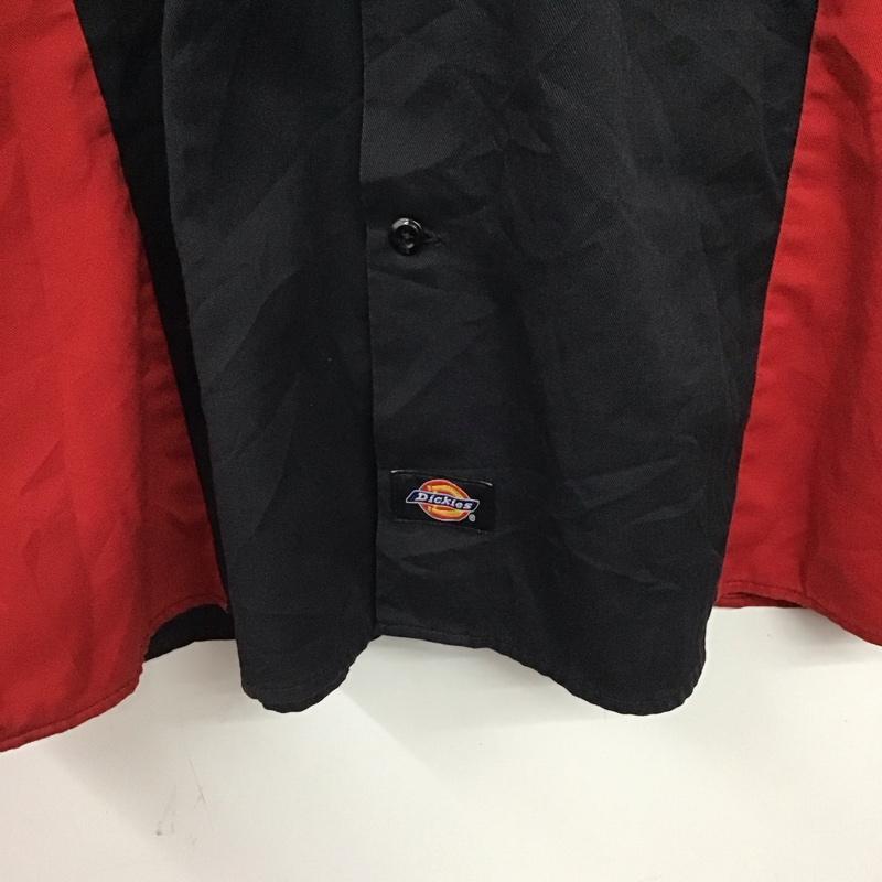 ディッキーズ Dickies シャツ、ブラウス 半袖 半袖シャツ プリントシャツ ポケットシャツ XL ロゴ、文字 赤 / レッド / red X ダークグレー / ダークグレー / メンズ USED 古着 中古 10159523
