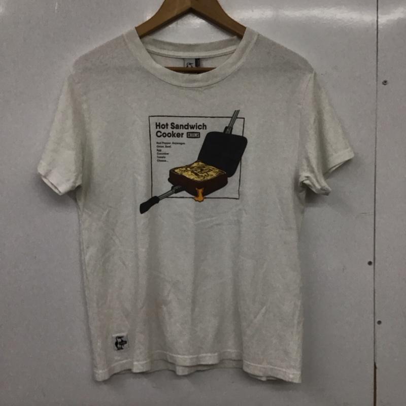 チャムス CHUMS Tシャツ 半袖 半袖カットソー プリントTシャツ クルーネックカットソー S プリント 白 / ホワイト / white メンズ USED 古着 中古 10159525