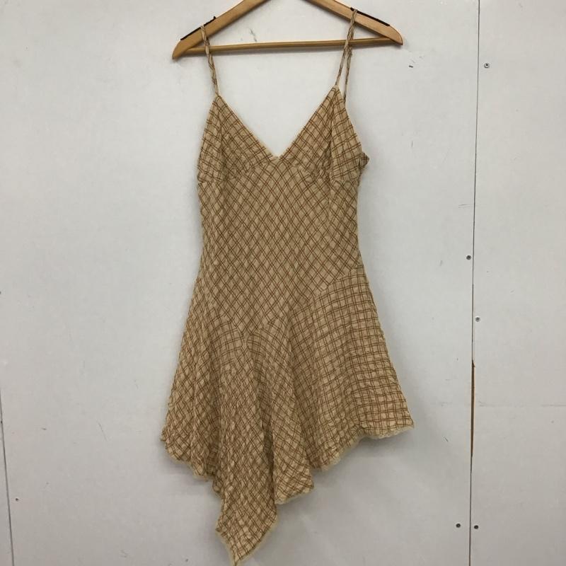 ザラ ZARA ワンピース ミニスカート 2180 314 089 キャミワンピース L チェック ベージュ / ベージュ / beige X 橙 / オレンジ / orange レディース USED 古着 中古 10159528