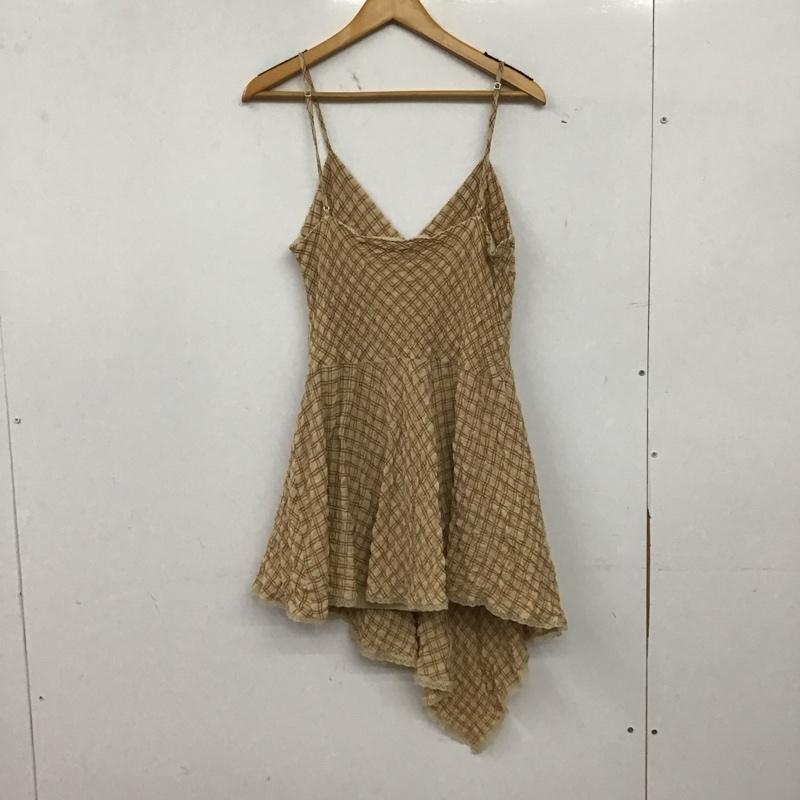 ザラ ZARA ワンピース ミニスカート 2180 314 089 キャミワンピース L チェック ベージュ / ベージュ / beige X 橙 / オレンジ / orange レディース USED 古着 中古 10159528