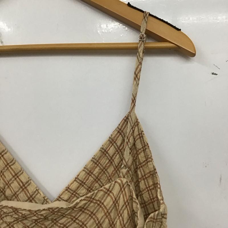 ザラ ZARA ワンピース ミニスカート 2180 314 089 キャミワンピース L チェック ベージュ / ベージュ / beige X 橙 / オレンジ / orange レディース USED 古着 中古 10159528