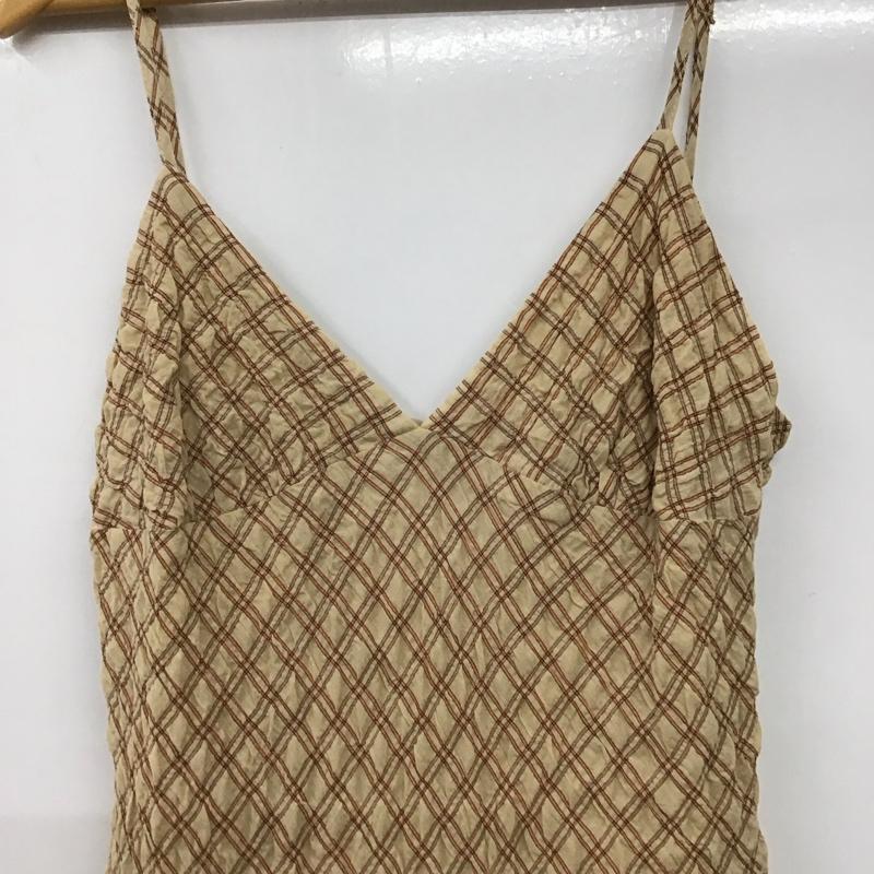 ザラ ZARA ワンピース ミニスカート 2180 314 089 キャミワンピース L チェック ベージュ / ベージュ / beige X 橙 / オレンジ / orange レディース USED 古着 中古 10159528
