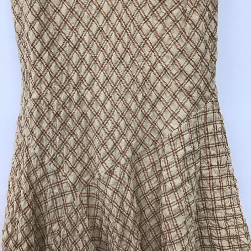 ザラ ZARA ワンピース ミニスカート 2180 314 089 キャミワンピース L チェック ベージュ / ベージュ / beige X 橙 / オレンジ / orange レディース USED 古着 中古 10159528