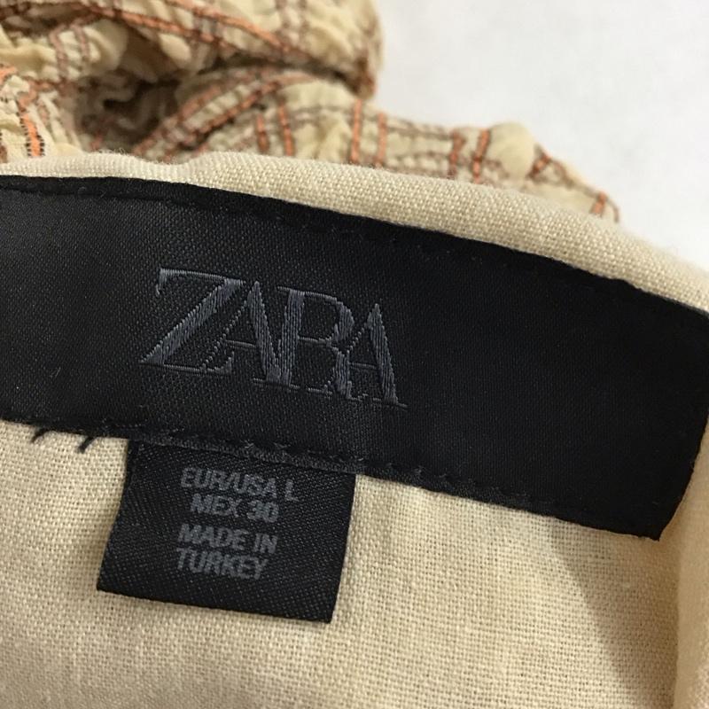 ザラ ZARA ワンピース ミニスカート 2180 314 089 キャミワンピース L チェック ベージュ / ベージュ / beige X 橙 / オレンジ / orange レディース USED 古着 中古 10159528