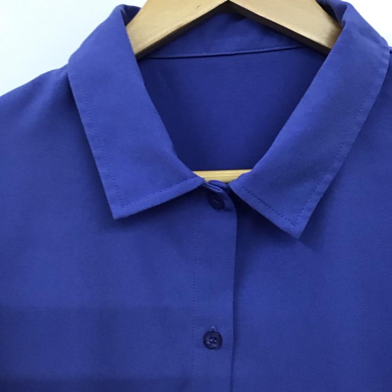 アズールバイマウジー AZUL BY MOUSSY シャツ、ブラウス 長袖 250BSA30-407C ジョーゼットオーバーシャツ FREE 無地 青 / ブルー / blue レディース USED 古着 中古 10159535