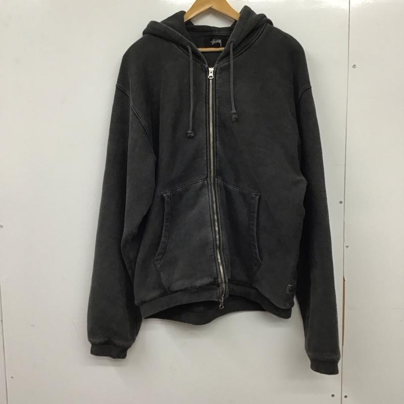 ステューシー STUSSY パーカー 長袖 ジップアップパーカー 長袖パーカー カジュアルジャケット L ロゴ、文字 ダークグレー / ダークグレー / メンズ USED 古着 中古 10159540