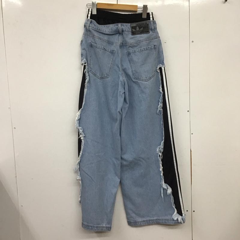 アディダス adidas パンツ デニム、ジーンズ KY5192 Adilenium 5.0 デコンストラクテッド L ロゴ、文字 水色 / ライトブルー / X 黒 / ブラック / black レディース USED 古着 中古 10159546