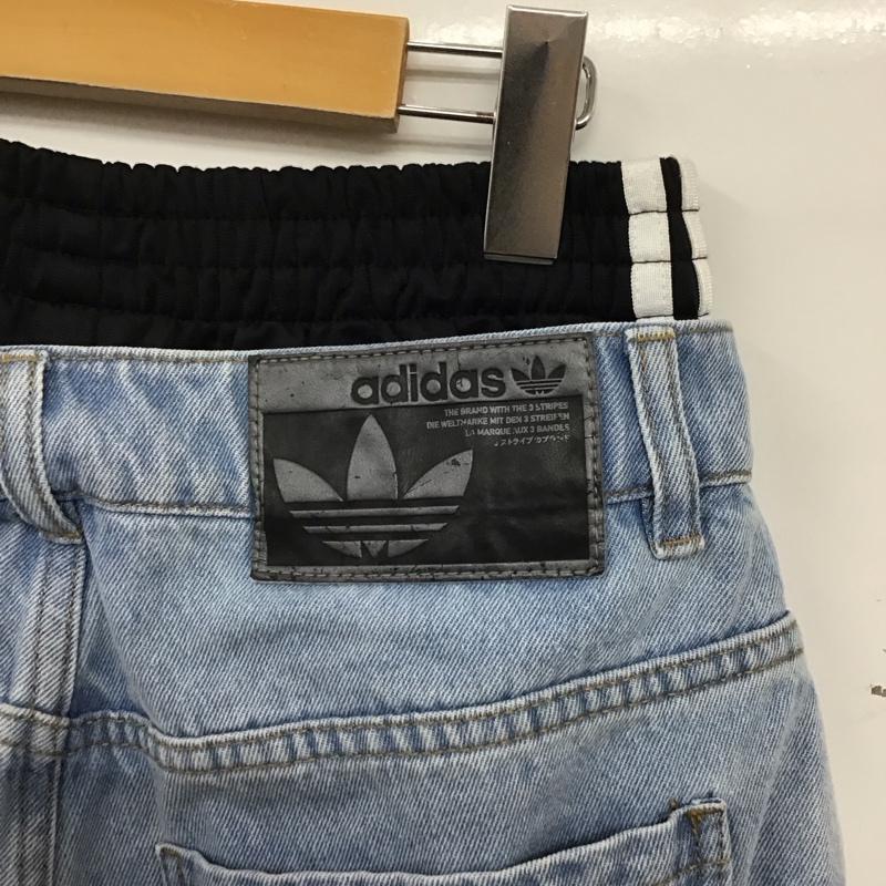 アディダス adidas パンツ デニム、ジーンズ KY5192 Adilenium 5.0 デコンストラクテッド L ロゴ、文字 水色 / ライトブルー / X 黒 / ブラック / black レディース USED 古着 中古 10159546