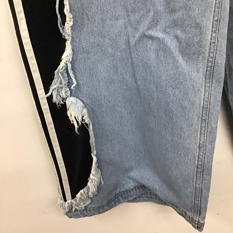 アディダス adidas パンツ デニム、ジーンズ KY5192 Adilenium 5.0 デコンストラクテッド L ロゴ、文字 水色 / ライトブルー / X 黒 / ブラック / black レディース USED 古着 中古 10159546