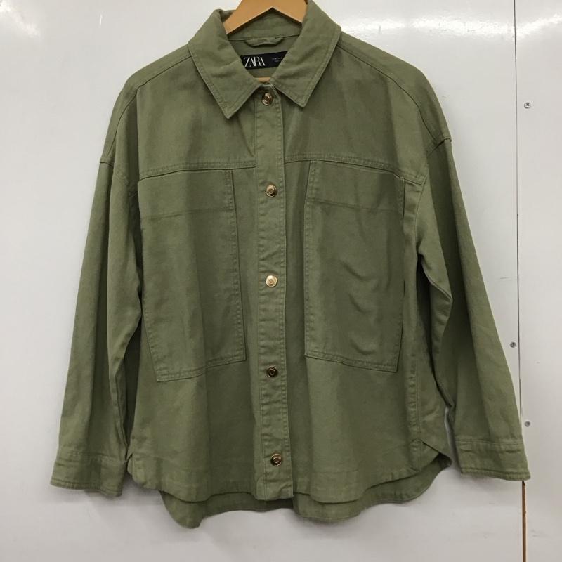 ザラ ZARA シャツ、ブラウス 長袖 6073 041 506 胸ポケット M 無地 カーキ / カーキ / khaki レディース USED 古着 中古 10159549