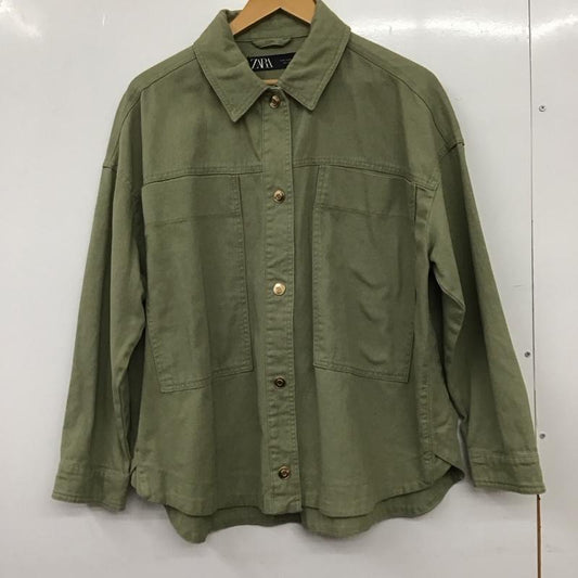 ザラ ZARA シャツ、ブラウス 長袖 6073 041 506 胸ポケット M 無地 カーキ / カーキ / khaki レディース USED 古着 中古 10159549