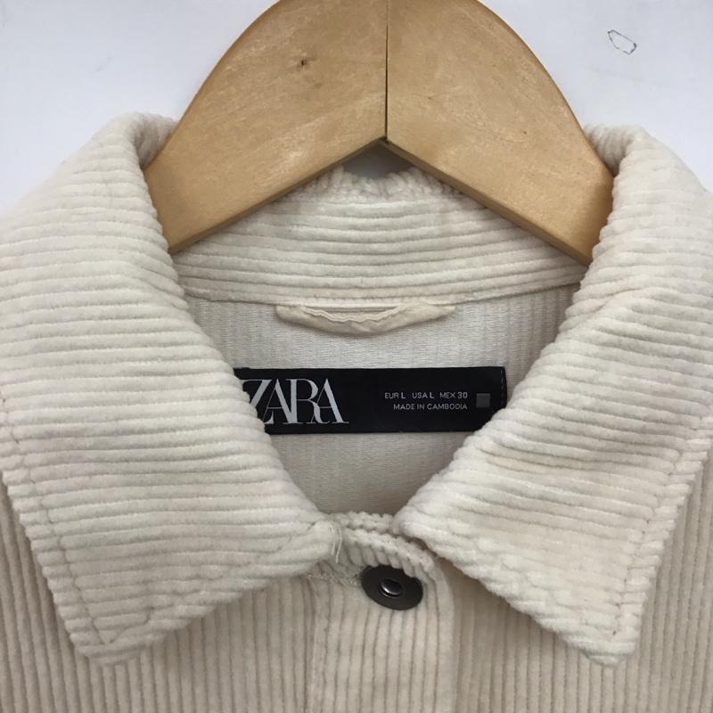 ザラ ZARA ジャケット、上着 ジャケット、ブレザー 8372 289 712 コーデュロイジャケット L 無地 アイボリー / アイボリー / レディース USED 古着 中古 10159551