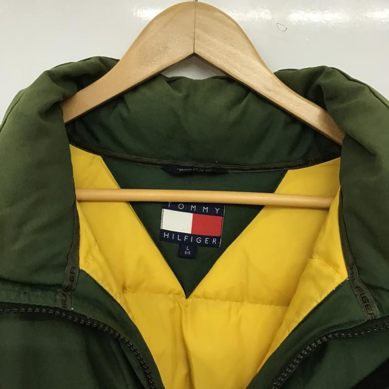 トミーヒルフィガー TOMMY HILFIGER ジャケット、上着 ジャンパー、ブルゾン ジップアップジャケット アウター ダウンジャケット L ロゴ、文字 カーキ / カーキ / khaki メンズ USED 古着 中古 10159569