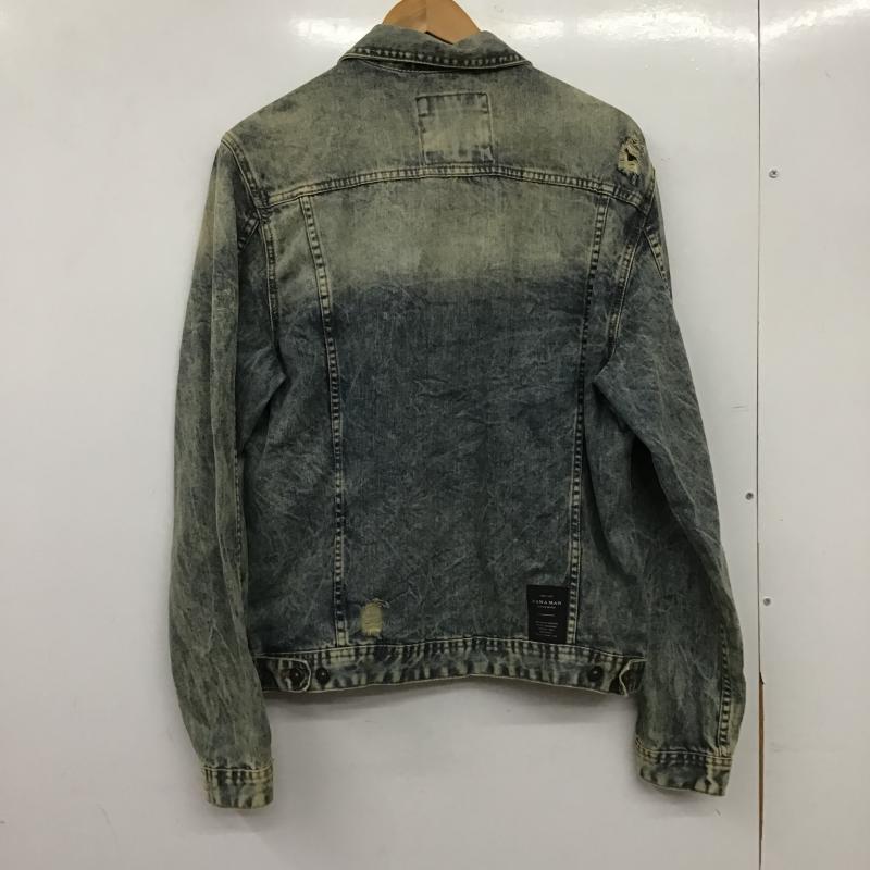 ザラメン ZARA MAN ジャケット、上着 ジャンパー、ブルゾン デニムジャケット Gジャン アウター カジュアルジャケット L ダメージ加工 インディゴ / インディゴ / Indigo メンズ USED 古着 中古 10159585