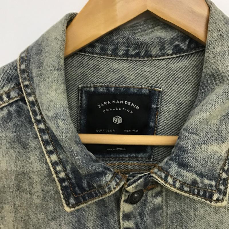 ザラメン ZARA MAN ジャケット、上着 ジャンパー、ブルゾン デニムジャケット Gジャン アウター カジュアルジャケット L ダメージ加工 インディゴ / インディゴ / Indigo メンズ USED 古着 中古 10159585