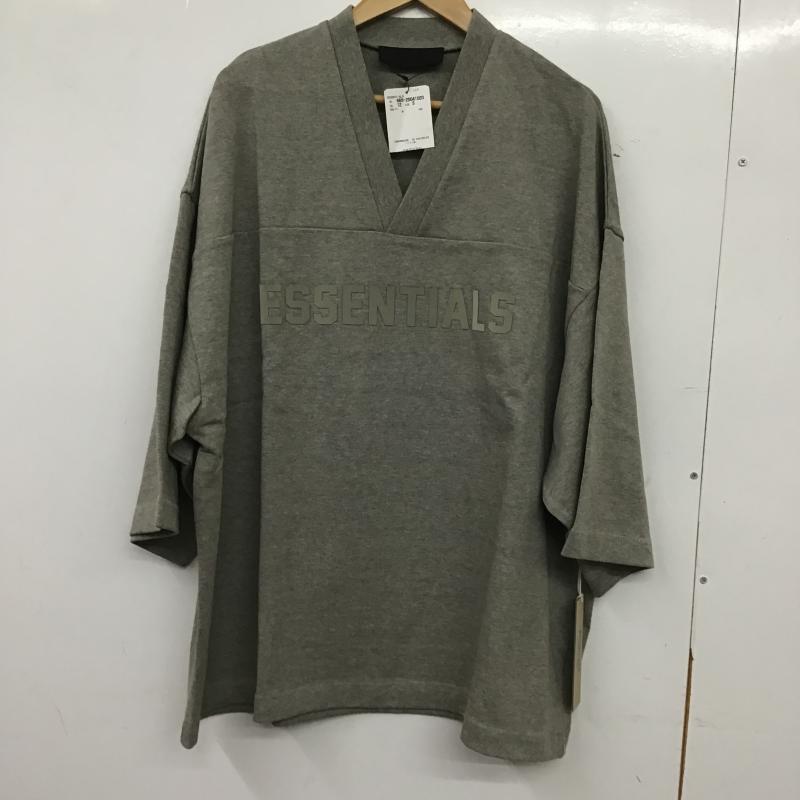 エッセンシャルズ ESSENTIALS カットソー 半袖 半袖カットソー Vネックカットソー S ロゴ、文字 灰 / グレー / gray メンズ USED 古着 中古 10159586