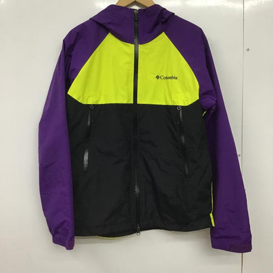 コロンビア Columbia ジャケット、上着 ジャンパー、ブルゾン ジップアップパーカー ナイロンジャケット アウター M ロゴ、文字 黒 / ブラック / black X 黄 / イエロー / yellow X 紫 / パープル / purple メンズ USED 古着 中古 10159593