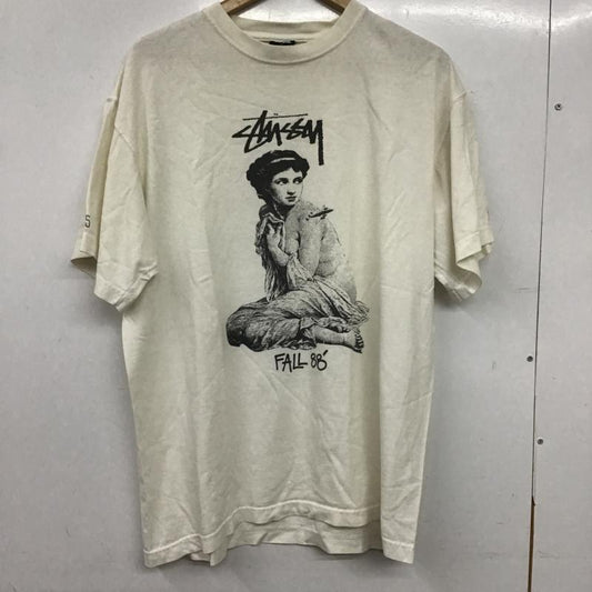 ステューシー STUSSY Tシャツ 半袖 半袖カットソー プリントTシャツ クルーネックカットソー L プリント アイボリー / アイボリー / メンズ USED 古着 中古 10159594
