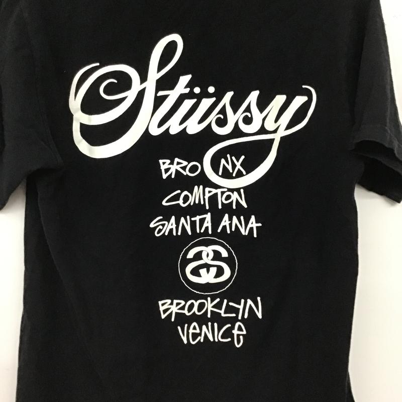 ステューシー STUSSY Tシャツ 半袖 半袖カットソー プリントTシャツ クルーネックカットソー S ロゴ、文字 黒 / ブラック / black メンズ USED 古着 中古 10159596