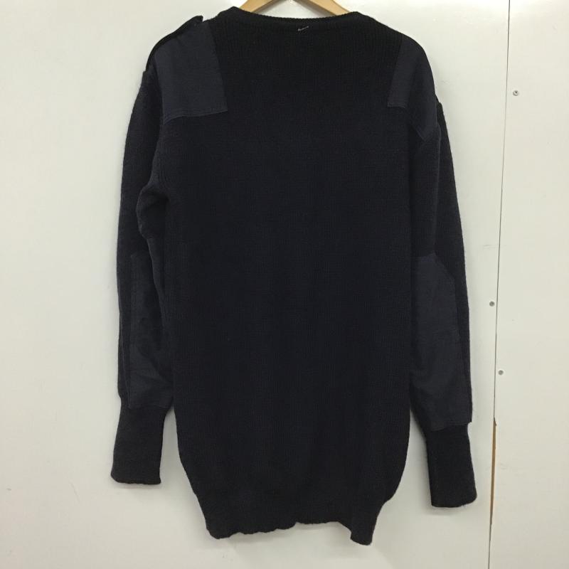 ミリタリー ミリタリー ニット、セーター 半袖 長袖ニットカットソー クルーネック セーター 無地 紺 / ネイビー / navy メンズ USED 古着 中古 10159597