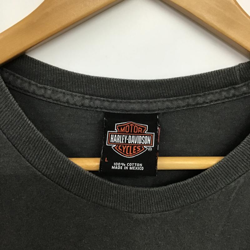 ハーレーダビッドソン Harley-Davidson Tシャツ 半袖 半袖カットソー プリントTシャツ クルーネックカットソー L ロゴ、文字 灰 / グレー / gray メンズ USED 古着 中古 10159598