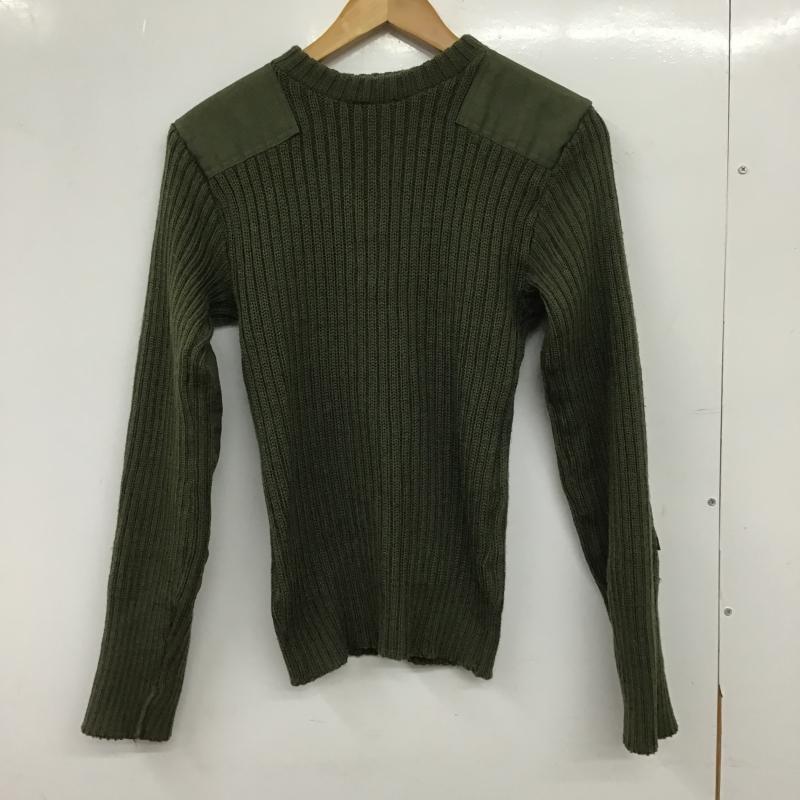 ミリタリー ミリタリー ニット、セーター 長袖 長袖ニットカットソー クルーネック セーター 34 無地 カーキ / カーキ / khaki メンズ USED 古着 中古 10159601