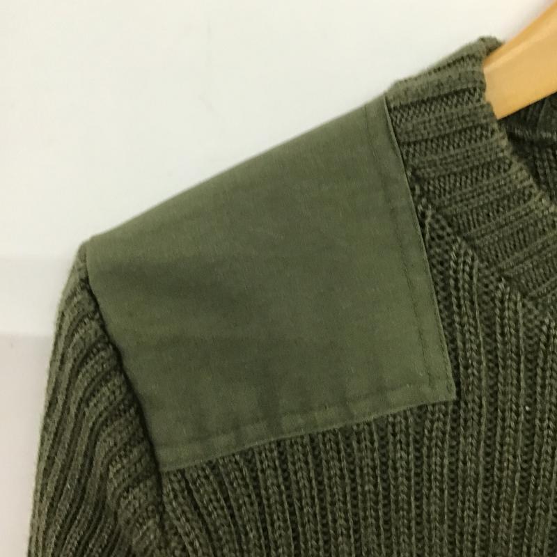 ミリタリー ミリタリー ニット、セーター 長袖 長袖ニットカットソー クルーネック セーター 34 無地 カーキ / カーキ / khaki メンズ USED 古着 中古 10159601