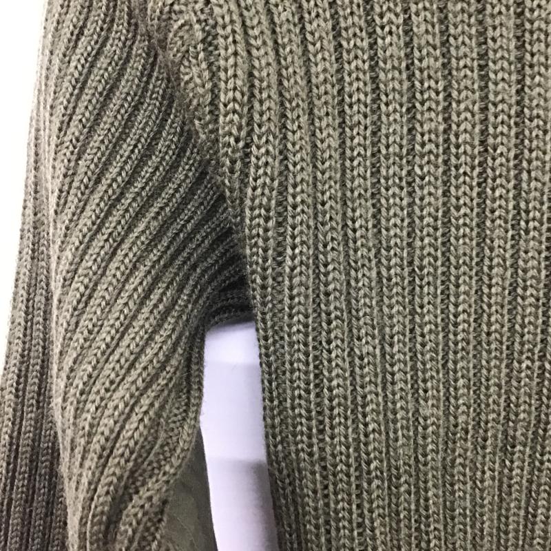 ミリタリー ミリタリー ニット、セーター 長袖 長袖ニットカットソー クルーネック セーター 34 無地 カーキ / カーキ / khaki メンズ USED 古着 中古 10159601