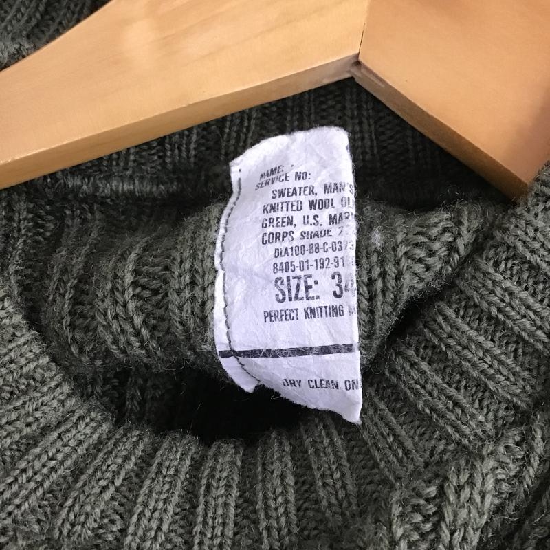ミリタリー ミリタリー ニット、セーター 長袖 長袖ニットカットソー クルーネック セーター 34 無地 カーキ / カーキ / khaki メンズ USED 古着 中古 10159601