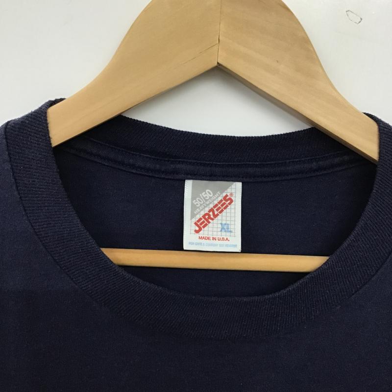 ジャージーズ JERZEES Tシャツ 半袖 半袖カットソー プリントTシャツ クルーネックカットソー XL プリント 紺 / ネイビー / navy メンズ USED 古着 中古 10159604
