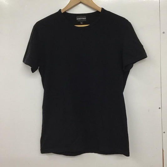 エンポリオアルマーニ EMPORIO ARMANI Tシャツ 半袖 半袖カットソー プリントTシャツ クルーネックカットソー XL 無地 黒 / ブラック / black メンズ USED 古着 中古 10159613