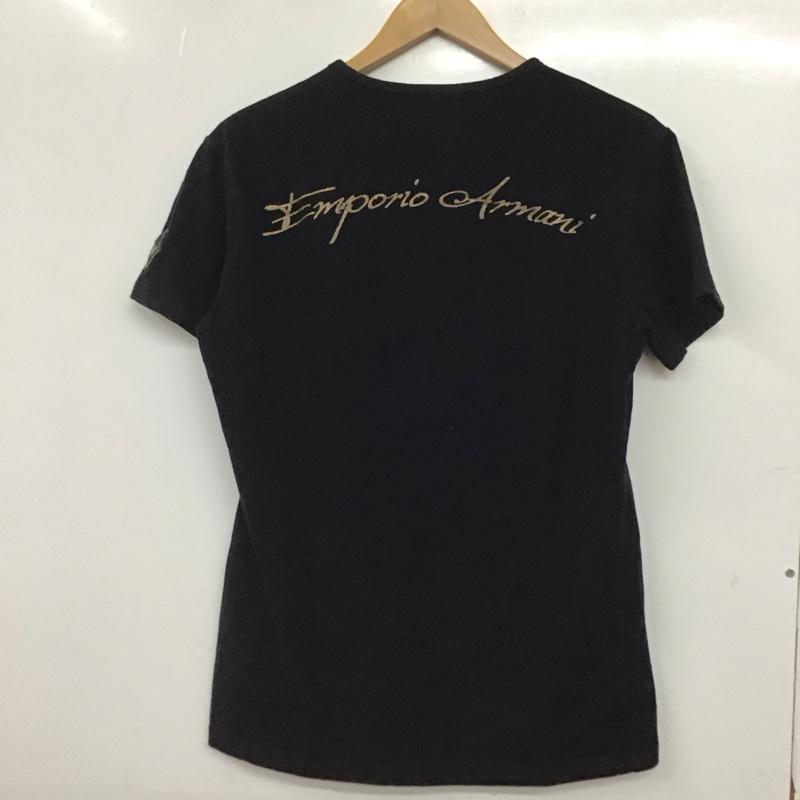 エンポリオアルマーニ EMPORIO ARMANI Tシャツ 半袖 半袖カットソー プリントTシャツ クルーネックカットソー XL 無地 黒 / ブラック / black メンズ USED 古着 中古 10159613