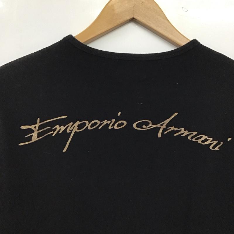 エンポリオアルマーニ EMPORIO ARMANI Tシャツ 半袖 半袖カットソー プリントTシャツ クルーネックカットソー XL 無地 黒 / ブラック / black メンズ USED 古着 中古 10159613