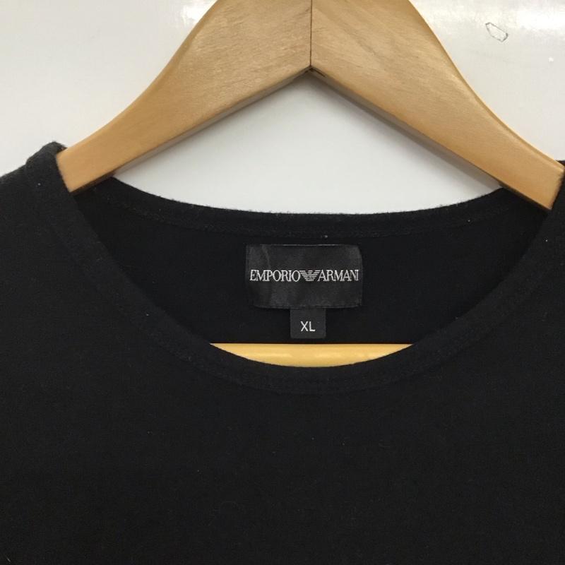 エンポリオアルマーニ EMPORIO ARMANI Tシャツ 半袖 半袖カットソー プリントTシャツ クルーネックカットソー XL 無地 黒 / ブラック / black メンズ USED 古着 中古 10159613