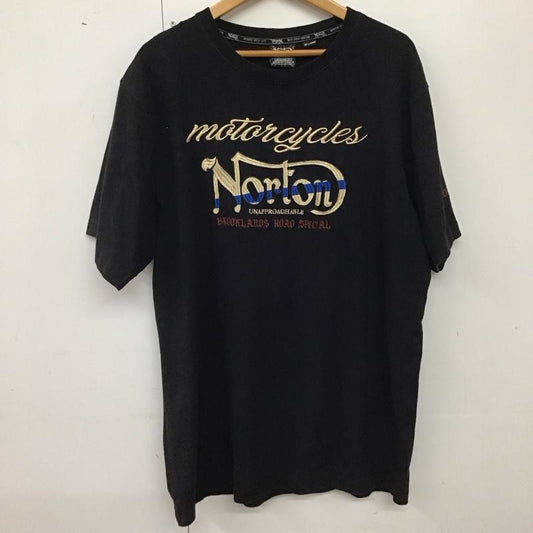 ノートン Norton Tシャツ 半袖 半袖カットソー プリントTシャツ クルーネックカットソー XXL ロゴ、文字 黒 / ブラック / black メンズ USED 古着 中古 10159617