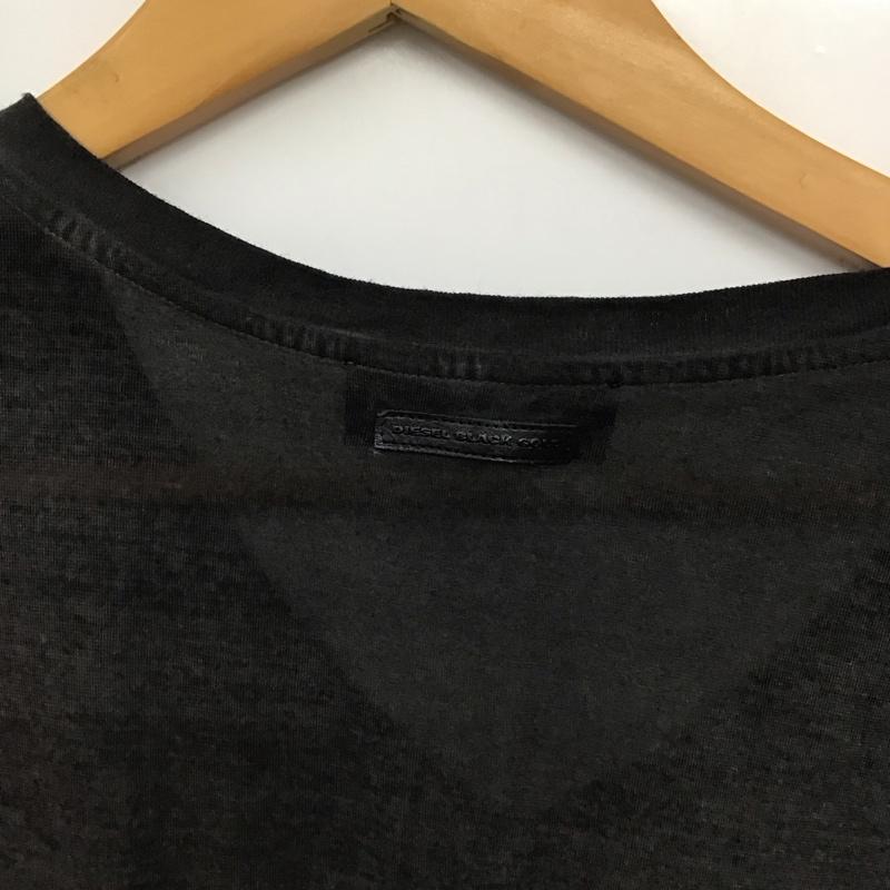 ディーゼル DIESEL Tシャツ 半袖 半袖カットソー プリントTシャツ Vネックカットソー M ロゴ、文字 ダークグレー / ダークグレー / メンズ USED 古着 中古 10159636