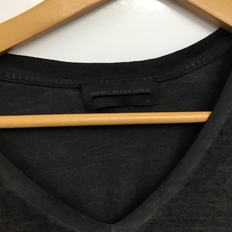 ディーゼル DIESEL Tシャツ 半袖 半袖カットソー プリントTシャツ Vネックカットソー M ロゴ、文字 ダークグレー / ダークグレー / メンズ USED 古着 中古 10159636