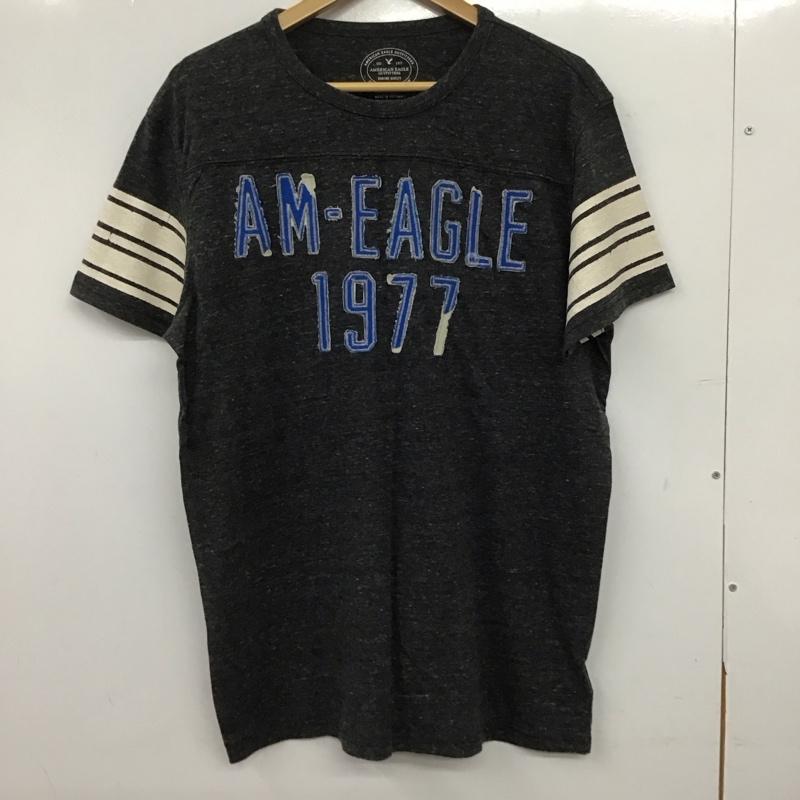 アメリカンイーグル AMERICANEAGLE Tシャツ 半袖 半袖カットソー プリントTシャツ クルーネックカットソー M ロゴ、文字 ダークグレー / ダークグレー / メンズ USED 古着 中古 10159637