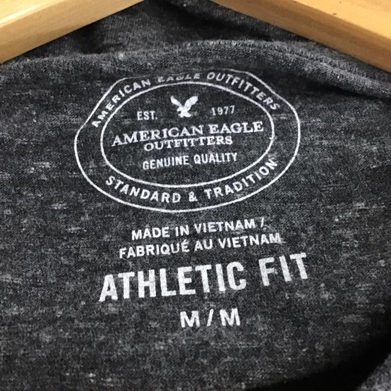 アメリカンイーグル AMERICANEAGLE Tシャツ 半袖 半袖カットソー プリントTシャツ クルーネックカットソー M ロゴ、文字 ダークグレー / ダークグレー / メンズ USED 古着 中古 10159637