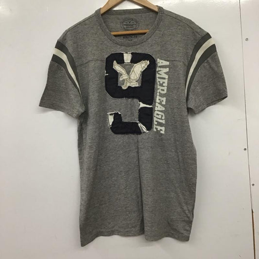 アメリカンイーグル AMERICANEAGLE Tシャツ 半袖 半袖カットソー プリントTシャツ クルーネックカットソー M ロゴ、文字 灰 / グレー / gray メンズ USED 古着 中古 10159639