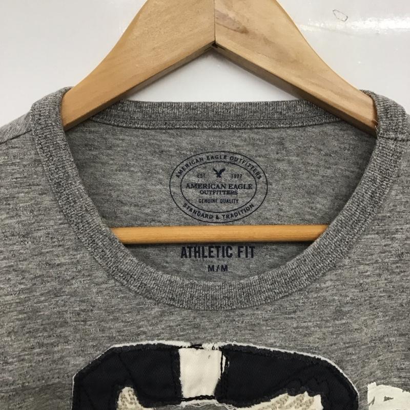 アメリカンイーグル AMERICANEAGLE Tシャツ 半袖 半袖カットソー プリントTシャツ クルーネックカットソー M ロゴ、文字 灰 / グレー / gray メンズ USED 古着 中古 10159639