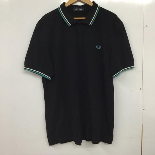 フレッドペリー FRED PERRY ポロシャツ 半袖 半袖ポロシャツ カラーシャツ 半袖カットソー XL ロゴ、文字 黒 / ブラック / black メンズ USED 古着 中古 10159645
