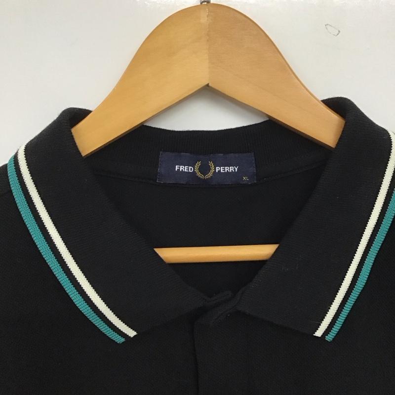 フレッドペリー FRED PERRY ポロシャツ 半袖 半袖ポロシャツ カラーシャツ 半袖カットソー XL ロゴ、文字 黒 / ブラック / black メンズ USED 古着 中古 10159645