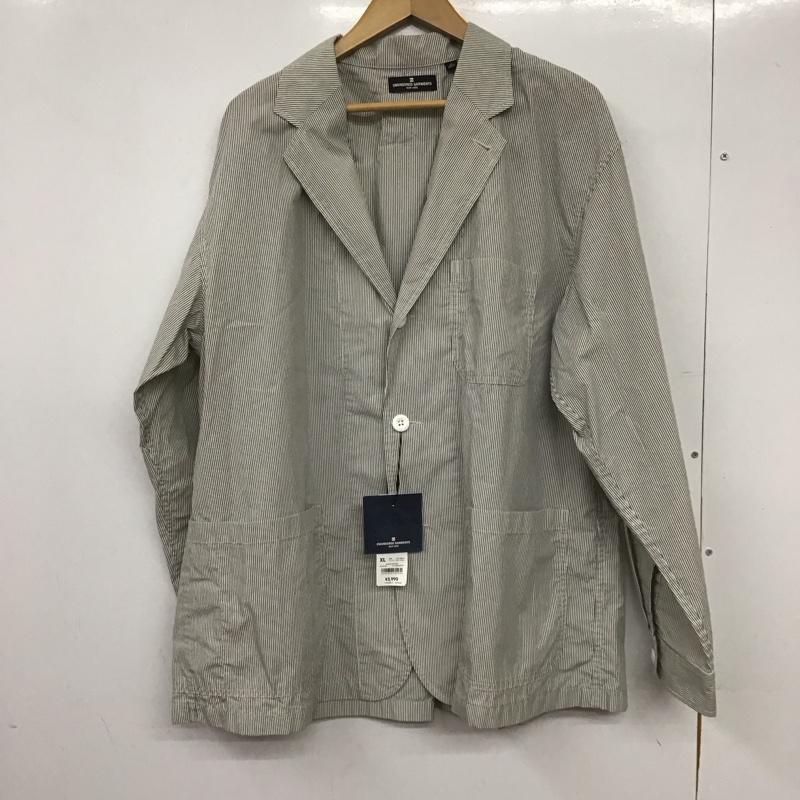 ジーユー GU ジャケット、上着 ジャケット、ブレザー コードレーンジャケット XL ストライプ 灰 / グレー / gray メンズ USED 古着 中古 10159654