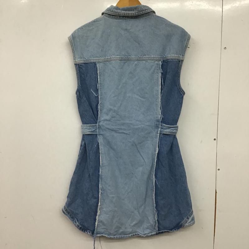 ザラ ZARA ワンピース ミニスカート 5862 085 427 パッチワーク デニム ミニドレス ノースリーブ L 無地 青 / ブルー / blue X 水色 / ライトブルー / レディース USED 古着 中古 10159707