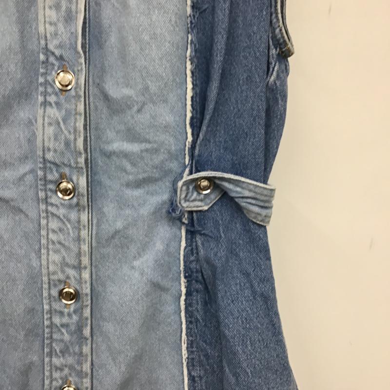 ザラ ZARA ワンピース ミニスカート 5862 085 427 パッチワーク デニム ミニドレス ノースリーブ L 無地 青 / ブルー / blue X 水色 / ライトブルー / レディース USED 古着 中古 10159707