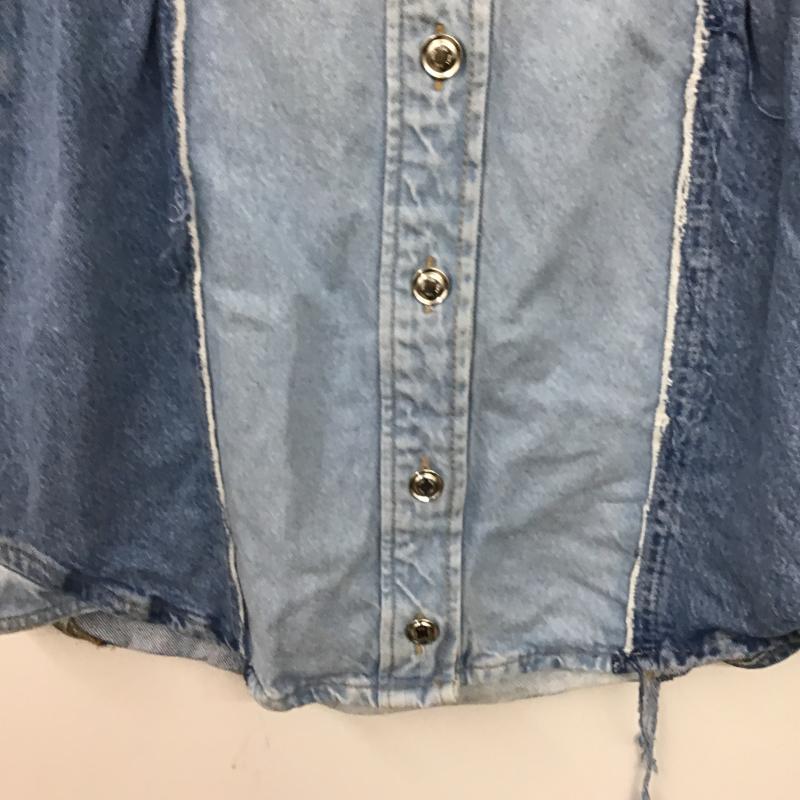 ザラ ZARA ワンピース ミニスカート 5862 085 427 パッチワーク デニム ミニドレス ノースリーブ L 無地 青 / ブルー / blue X 水色 / ライトブルー / レディース USED 古着 中古 10159707