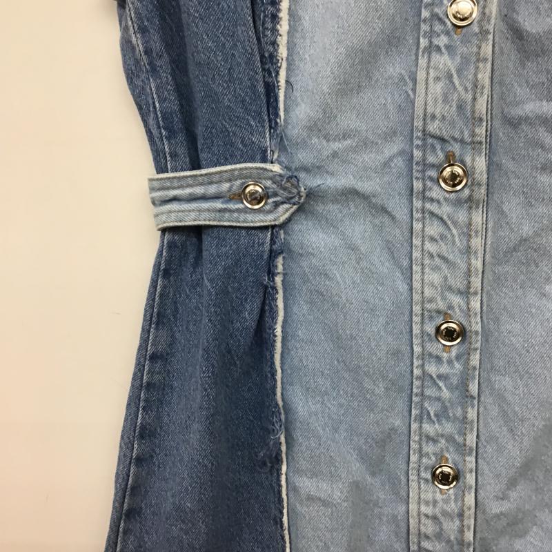 ザラ ZARA ワンピース ミニスカート 5862 085 427 パッチワーク デニム ミニドレス ノースリーブ L 無地 青 / ブルー / blue X 水色 / ライトブルー / レディース USED 古着 中古 10159707