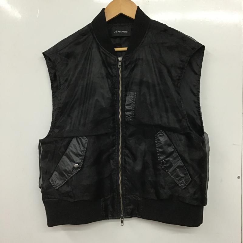 ジーナシス JEANASIS ベスト ベスト JS071642CF シアーレイヤード MA-1ベスト FREE 無地 黒 / ブラック / black レディース USED 古着 中古 10159716